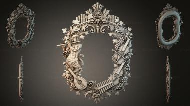 Decorative frames, framing (Oval frame with putti, musical instruments and grapevine, RMI_000074) 3D models for cnc