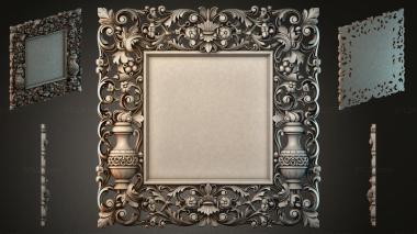 Decorative frames, framing (Ornamental frame with swirls and floral motifs, RMI_000081) 3D models for cnc