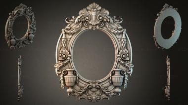 Decorative frames, framing (Oval carved ornament with shell motifs and bowls, RMI_000094) 3D models for cnc