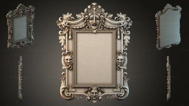 Decorative frames, framing (Ornamental frame with mask and curls for CNC, RMI_000103) 3D models for cnc