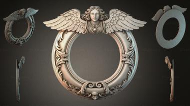 Decorative frames, framing (Round ornamental frame with an angel and wings, RMI_000136) 3D models for cnc