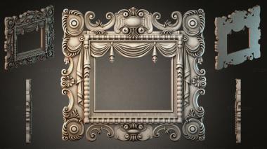 Decorative frames, framing (Classic frame with volutes and drapery, RMI_000140) 3D models for cnc