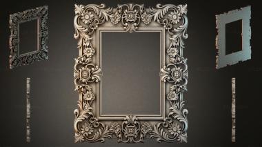 Decorative frames, framing (Rectangular frame with swirling ornament and floral medallions, RMI_000143) 3D models for cnc