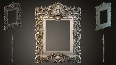 Decorative frames, framing (Mirror with a lion mask and ornate filigree, RMI_000145) 3D models for cnc