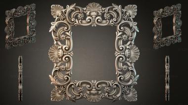 Decorative frames, framing (Ornamental baguette with grapes and shells, RMI_000147) 3D models for cnc
