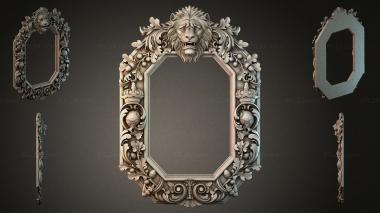 Decorative frames, framing (Mirror frame with lion head and acanthus ornament, RMI_000149) 3D models for cnc