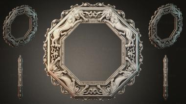Decorative frames, framing (Octagonal frame with lion masks and acanthus, RMI_000150) 3D models for cnc
