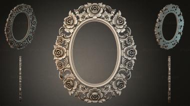 Decorative frames, framing (Oval frame with roses and swirls, RMI_000153) 3D models for cnc
