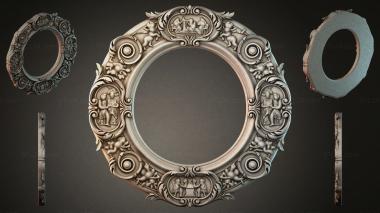 Decorative frames, framing (Round frame with putti and cartouches in the Baroque style, RMI_000163) 3D models for cnc