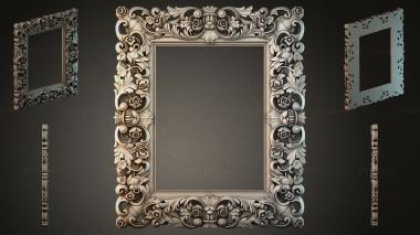 Decorative frames, framing (Mirror frame with lush swirls and floral rosettes, RMI_000166) 3D models for cnc