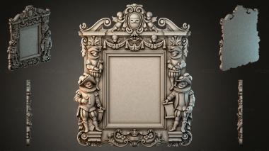 Decorative frames, framing (Baroque mirror with putti and mask, decorative profile, RMI_000167) 3D models for cnc