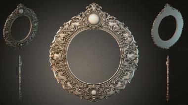 Decorative frames, framing (Oval carved mirror frames with acanthus scrolls and spherical finials, RMI_000169) 3D models for cnc