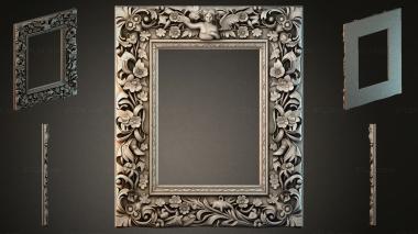 Decorative frames, framing (Picture frame with a three-dimensional floral pattern and an angel, RMI_000181) 3D models for cnc