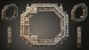 Decorative frames, framing (Architectural frame with columns and building facades, RMI_000182) 3D models for cnc
