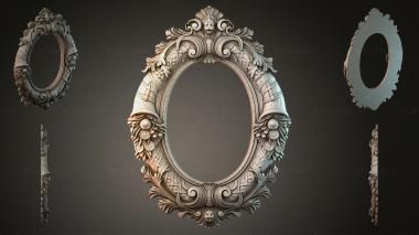 Decorative frames, framing (Oval mirror with mask and swirls, RMI_000191) 3D models for cnc
