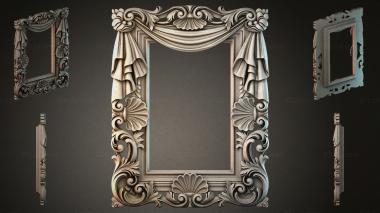 Decorative frames, framing (Rectangular mirror with a lush carved frame and shells, RMI_000193) 3D models for cnc