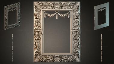 Decorative frames, framing (Carved frame with mascarons and garlands, RMI_000197) 3D models for cnc