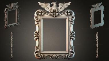 Decorative frames, framing (Mirror frame with a double-headed eagle and volutes, RMI_000203) 3D models for cnc
