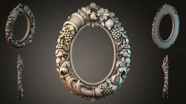 Decorative frames, framing (Oval mirror with grapevine and floral motifs, RMI_000206) 3D models for cnc