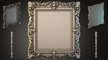 Decorative frames, framing (Ornamental frame with scrolls and rosettes, RMI_000209) 3D models for cnc