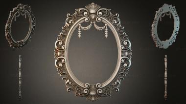 Decorative frames, framing (Oval mirror frame with swirls and garlands, RMI_000210) 3D models for cnc
