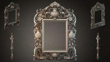 Decorative frames, framing (Mirror with urns and floral ornament, RMI_000211) 3D models for cnc