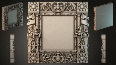 Decorative frames, framing (Classic frame with angels and flags, RMI_000215) 3D models for cnc