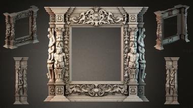 Decorative frames, framing (Classical architectural portal with putti and floral ornamentation, RMI_000223) 3D models for cnc