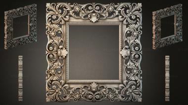 Decorative frames, framing (Cartouche with scrolls and floral rosettes for the facade, RMI_000224) 3D models for cnc