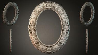 Decorative frames, framing (Oval frame with baroque cartouches and mascarons, RMI_000227) 3D models for cnc
