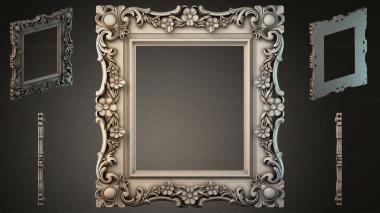 Decorative frames, framing (Baroque frame with floral scrolls and corner medallions, RMI_000234) 3D models for cnc