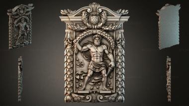 Decorative frames, framing (Ornament with a muscular warrior and angel wings, RMI_000290) 3D models for cnc