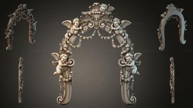 Decorative frames, framing (Classic doorway with putti and garlands, RMI_000378) 3D models for cnc