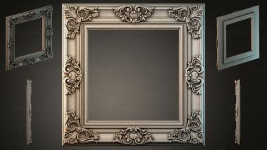 Decorative frames, framing (Frame with corner cartouches and volutes for a mirror or panel, RMI_000382) 3D models for cnc