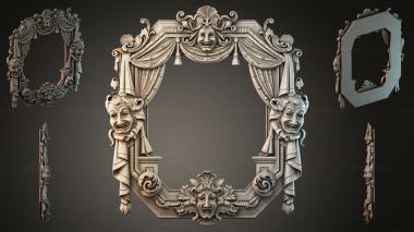 Decorative frames, framing (Theatrical arch composition with dramatic masks and curtains, RMI_000383) 3D models for cnc