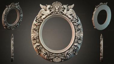 Decorative frames, framing (Oval mirror frame with lions and palmettes, RMI_000385) 3D models for cnc