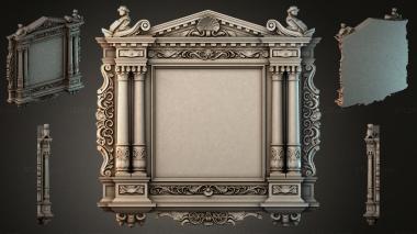 Decorative frames, framing (Classical architectural portal with Corinthian columns and a triangular pediment, RMI_000386) 3D models for cnc