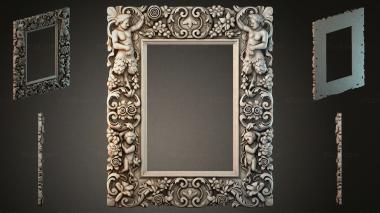 Decorative frames, framing (Ornamental frame with putti and grapes, RMI_000387) 3D models for cnc