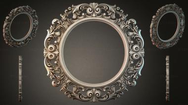 Decorative frames, framing (Round mirror frames with acanthus scrolls and columnar balusters, RMI_000388) 3D models for cnc