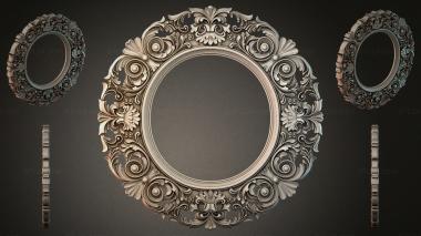 Decorative frames, framing (Round mirror with a classic rosette and volutes, RMI_000389) 3D models for cnc