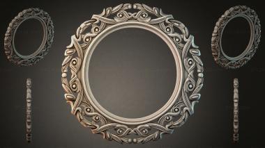 Decorative frames, framing (Oval carved wooden frames with vertical carved posts, RMI_000394) 3D models for cnc