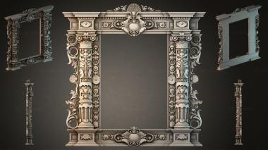 Decorative frames, framing (Architectural fireplace mantel with Corinthian pilasters and cartouche, RMI_000395) 3D models for cnc
