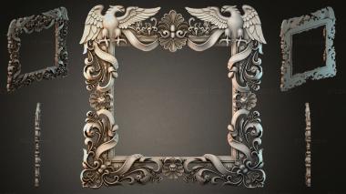 Decorative frames, framing (Baroque rectangular frame with winged angels and volutes, RMI_000400) 3D models for cnc