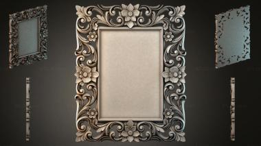 Decorative frames, framing (Mirror with a floral frieze and S-shaped swirls, RMI_000404) 3D models for cnc