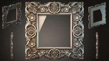 Decorative frames, framing (Carved frame with floral ornament and rosettes, RMI_000406) 3D models for cnc
