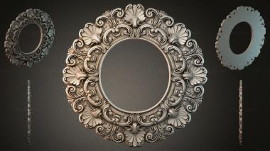 Decorative frames, framing (Round mirror frame with acanthus scrolls and shells, RMI_000412) 3D models for cnc