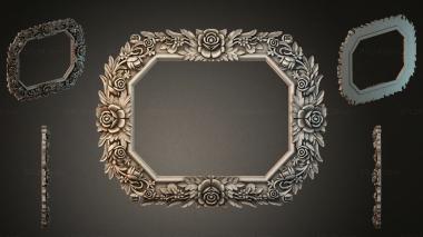 Decorative frames, framing (Octagonal frame with rosettes and leaves, RMI_000413) 3D models for cnc