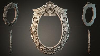 Decorative frames, framing (Theatrical mirror with masks and sun, RMI_000419) 3D models for cnc