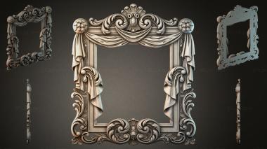 Decorative frames, framing (Carved decorative frame with drapery and shell, RMI_000420) 3D models for cnc