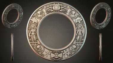 Decorative frames, framing (Round frame with angels and religious medallions, RMI_000421) 3D models for cnc